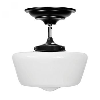Academy Transitional Semi Flush Mount Hanging Modern Frosted Milky Opal Glass Ceiling Light Fixture