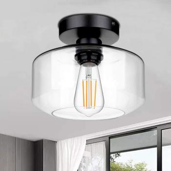 Black Modern Semi Flush Kitchen Lighting Ceiling Lights Fixtures Farmhouse Flush Mount Light