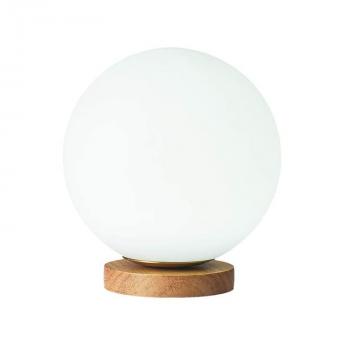 White Acrylic Shade Wood Base Table Lamp