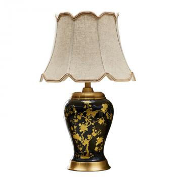 American Retro Black Gold Ceramic Table Lamp Atmosphere Night Light For Hotel Room Decoration Bedroom Bedside Lamp