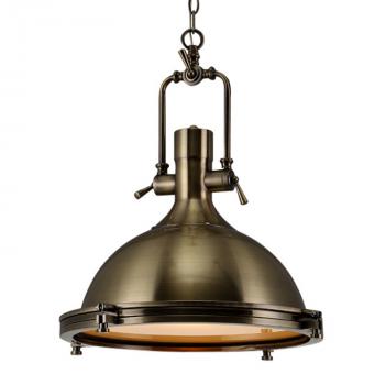 Industrial Antique Gold Pendant Light in Dome Shade Single Light Hanging Lamp with Frosted Diffuser