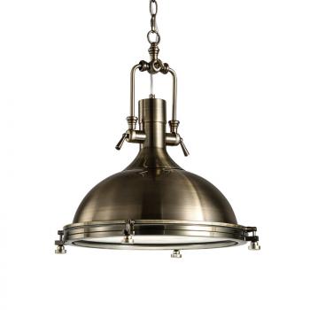 Industrial Antique Gold Pendant Light in Dome Shade Single Light Hanging Lamp with Frosted Diffuser